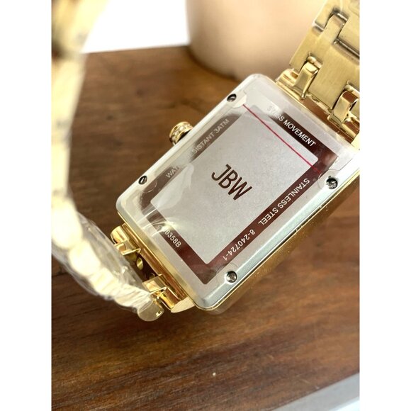 JBW Women's Watch J6358B Mink Swiss Quartz Gold Dial Rectangle Crystals Steel - Picture 7 of 14